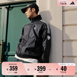 adidas休闲简约三条纹梭织立领夹克外套男装秋季阿迪达斯三叶草 黑色 (偏小，推荐买大1码)   XS