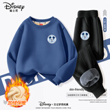 迪士尼童装儿童冬季套装新款宽松显瘦男童运动秋装上衣加厚加绒女童裤子