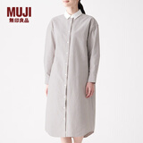 无印良品 MUJI 女式 新疆棉水洗牛津 衬衫连衣裙 BCL11A0S 米色X条纹 XS-S