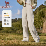骆驼（CAMEL）加绒工装女裤秋冬季新款女装户外防风防水软壳裤子宽松运动休闲裤