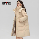 雅鹿羽绒服女中长款2025冬季加厚抗寒保暖新时尚款情侣款连帽外套女