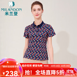 米兰登（MILANDON）夏季新款中老年女装妈妈装双丝光印花纯棉短袖t恤女薄款1M2T1138 1M2T1138兰色花 M