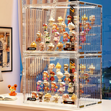 皓梵洁亚克力展示盒手办柜展示柜盲盒收纳盒泡泡玛特展示架玩偶手办盒 全透明【大号/内置3层】 【亚克力全透明、磁吸门、带贴纸】