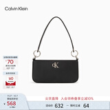 Calvin Klein时尚腋下包礼物通勤洋气包包金属字母拉链CK女包单肩法棍包DH3237 001-太空黑 OS