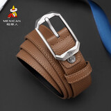 稻草人复古男皮带针扣式真头层牛皮商务休闲腰带裤带生日礼物送父亲老公