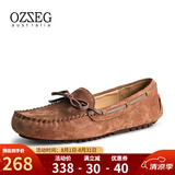 OZZEG澳洲豆豆鞋女春夏季真皮透气休闲单鞋平底防滑孕妇鞋软底一脚蹬懒 咖啡色 35
