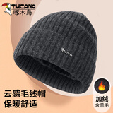 啄木鸟帽子男冬季保暖毛线帽含羊毛中老年人针织帽户外防寒护耳帽爸爸帽