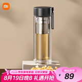 米家玻璃杯 双层带茶隔水杯 耐高温泡茶杯  加厚透明杯子400mL 金属灰