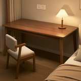 卓禾书桌学生成人家用写字学习办公桌简易长方形实木腿桌子卧室电脑桌 【加粗实木腿】胡桃色120*55CM 组装（客服1v1教学+图纸教程）