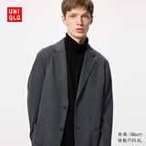 优衣库男装女装绒面针织茄克/西装外套夹克481006 08 深灰色 S /165/84A