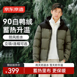 京东京造羽绒服男90白鸭绒潮流面包服短款防风夹克外套冬季新款连帽 绿 L