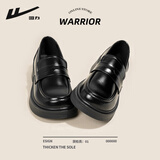 回力小皮鞋女英伦风黑色休闲乐福鞋秋冬季百搭平底舒适一脚蹬工作单鞋 黑色【厚底5cM】 37