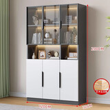 京之恋实木书柜带玻璃门防尘轻奢靠墙储物柜子手办展示柜置物柜落地书架 三门灰120*32*200【包安装】