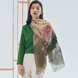 万事利真丝丝巾桑蚕丝长巾雪纺国风披肩外搭送妈妈老师礼盒装荷之雅韵