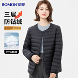 罗蒙【90%白鸭绒】轻薄羽绒服内胆女式短款无领内搭打底内穿羽绒外套