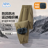 班尼路男童裤子冬季2025男大童加绒加厚保暖长裤儿童冬装防水梭织工装裤