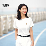 森马（Semir）短袖t恤女宽松凉感上衣夏装可爱刺绣印花圆领百搭正肩修身套头衫 C款-本白10102 L /165/88A