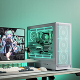 半岛铁盒（PADO）烛龙L6 白色 玻璃侧透网孔台式机电脑主机箱 支持360水冷/ATX主板/风道机箱/防尘散热/12个风扇位