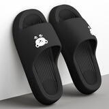 稻草人拖鞋男女居家用秋冬洗澡厚底浴室内外穿情侣防滑静音凉拖 黑38-39