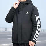 阿迪达斯 （adidas）棉服男装 25秋冬新款户外运动防风保暖时尚连帽休闲夹克加厚外套 黑色/新款大棉服/主推 3XL