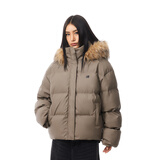 FDR官方店 R字毛领连帽羽绒服男女秋冬季加厚保暖面包服外套 咖色 [可拆卸毛领] M