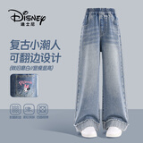 迪士尼童装圣诞女童牛仔裤洋气韩版儿童秋装裤子宽松显瘦阔腿裤
