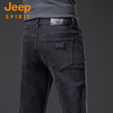 JEEP SPIRIT牛仔裤男秋季修身直筒弹力高端休闲长男裤显高舒适休闲牛仔小脚裤 819黑色 33
