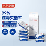 京东京造杀菌湿巾8片*8包 消毒湿纸巾非酒精湿巾可灭活病毒率99%