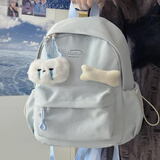 麓格立书包儿童春游研学初中女背包大容量高中大学生双肩包校园防泼水 小清新双肩包【小号带挂件】