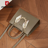 皮尔卡丹女包2025新款丝巾手提包妈妈斜挎通勤包生日好礼 浅灰色 礼盒装