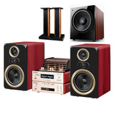 山水（SANSUI）M2发烧胆机音响CD/DVD播放机组合家庭桌面音响电子管功放蓝牙音箱大功率HIFI音响套装有源重低音炮 M2+12吋低音炮【送U盘+10张碟片+支架】