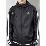 阿迪达斯（adidas）外套男士 2026春季新款运动服连帽薄款梭织三条纹潮流夹克风衣 新款三条纹-秋季透气款 XL (185/104A)
