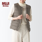 无印良品MUJI 女式 轻量羽绒便携式背心 女士马甲马夹外搭冬季款BDC06C1A  浅灰棕色 M