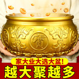 山迪聚宝盆纯黄铜风水摆件八方来财大号铜制招财铜缸开业客厅办公室 90%客户选择【肚径约17cm】聚财聚福