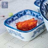 参宝中式复古青花瓷碗釉下彩陶瓷碗吃饭碗家用汤面碗饭盘高档餐具套装 方形酱油碟【单个装】
