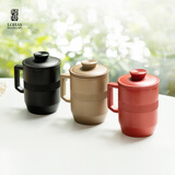 陆宝陶瓷办公杯马克杯简易大容量450ml泡茶杯 礼盒装可定制 合意盖杯 禅风黑
