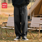 名创优品（MINISO）休闲裤男款2026新款宽松型春夏男生美式运动卡其色百搭直筒裤子男 【直筒休闲裤】黑色 L /175(体重115-135斤)