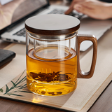 茗光茶杯茶水分离泡茶杯玻璃水杯男士茶杯办公玻璃高硼硅绿茶杯