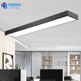得焺办公室吊灯LED长条灯会议室办公灯吊线灯写字楼商场健身商业照明 黑色直角150*30-128W白光