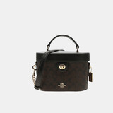 蔻驰（COACH）【品牌直供】奢侈品女包 KAY盒子包斜挎包 黑色CBQ35生日礼物