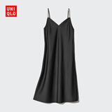 优衣库女装缎纹吊带连衣裙缎面裙子内搭显瘦480631 09 黑色 XS /150/76A