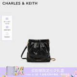 CHARLES&KEITH迷你菱格流浪包单肩斜挎双肩包包女包生日七夕礼物CK2-60782390 Black黑色 S