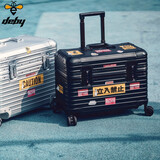 DEBY全铝镁合金摄影拉杆行李箱旅行工具密码登机箱大疆无人机御3穿越机相机镜头笔记本三脚架稳定 黑色18寸圆角合金 44x23x31CM