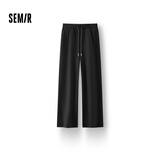 森马（Semir）发热抑菌抓绒抽绳分割宽松百搭阔腿裤女冬休闲裤109725127001