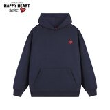 查尔斯桃心连帽卫衣男女情侣同款纯色基础百搭加绒加厚套头上衣藏青色XL