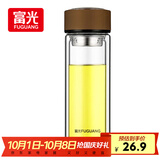 富光男女士双层玻璃杯 高硼硅玻璃304茶隔水杯子 带茶隔泡茶杯320ml