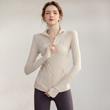 斯泊恩瑜伽服外套女秋冬健身上衣专业运动套装外穿跑步显瘦普拉提训练服 奶白色上衣 L 【100-120斤】