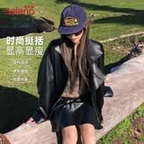 班尼路（Baleno）潮流重工复古立领皮衣外套女设计感机车夹克上衣女装2026春秋新款