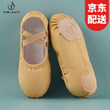 铁箭（TIEJIAN）舞蹈鞋女童免系带软底芭蕾猫爪成人儿童练功形体鞋中国舞鞋大码男 驼色 32 20cm