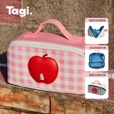 Tagi.《i》想象苹果鼓鼓可爱防水便携收纳化妆包牛仔皮质旅行手提女包 莓果格